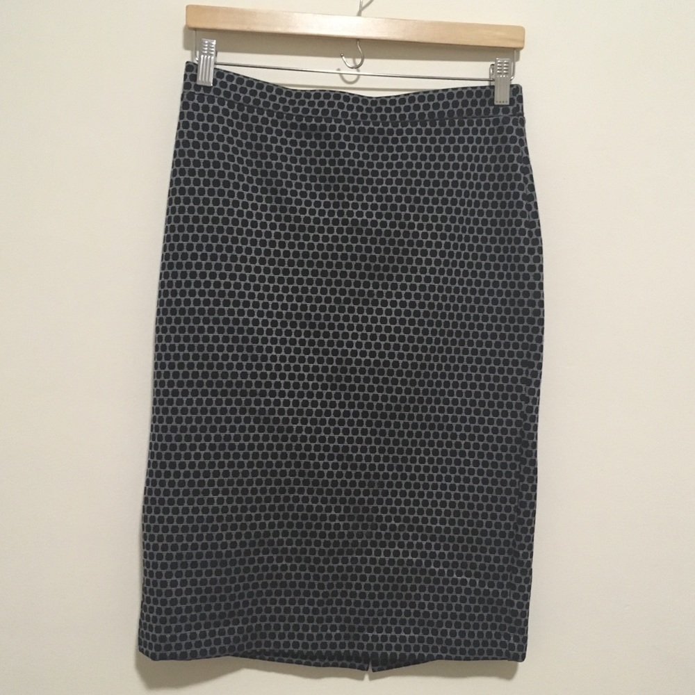 Theory Silver and Black Polka Dot Pencil Skirt